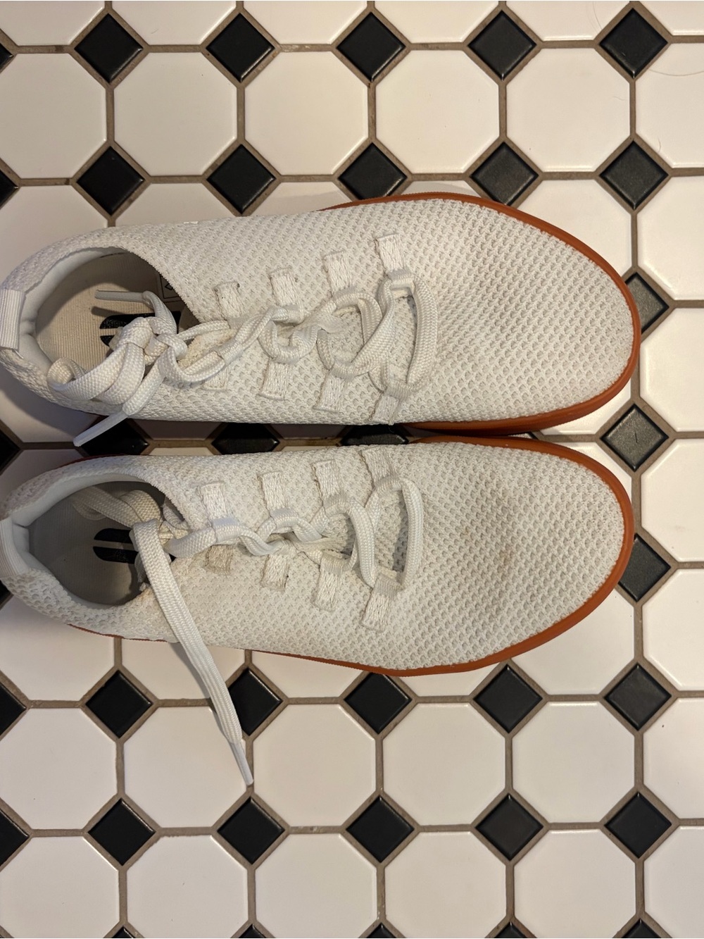 NOBULL White Knit Athletic Sneakers with Gum Sole